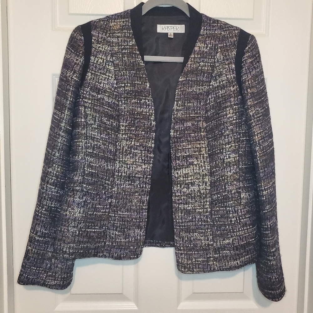 Women’s Kasper Evening Jacket. Size 6. Black with white and gold
